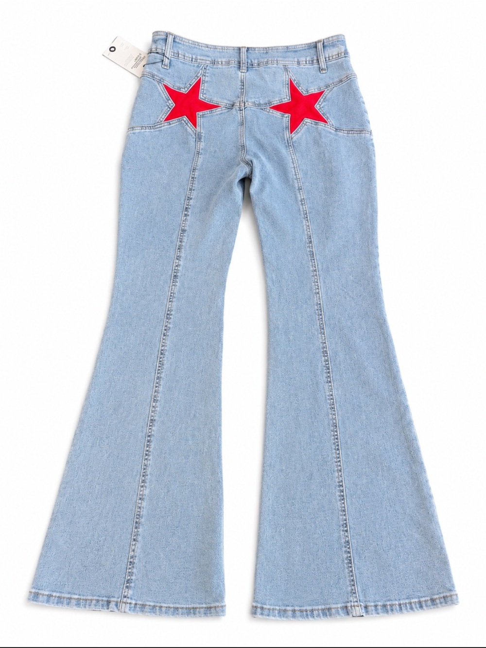 NWT Emmiol Red Star Patch High Rise Flare Jeans Y2K L